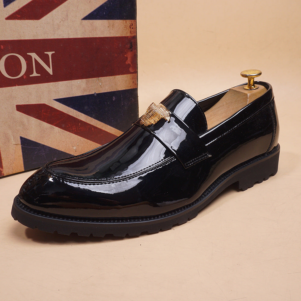 Men's Summer Bright Korean Pointed Toe Retro Men's Casual Leather Shoes