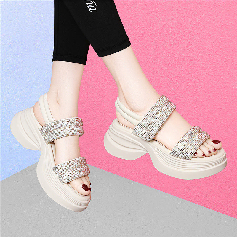 Women's Style Platform Rhinestone Increased Roman Beach Sandals