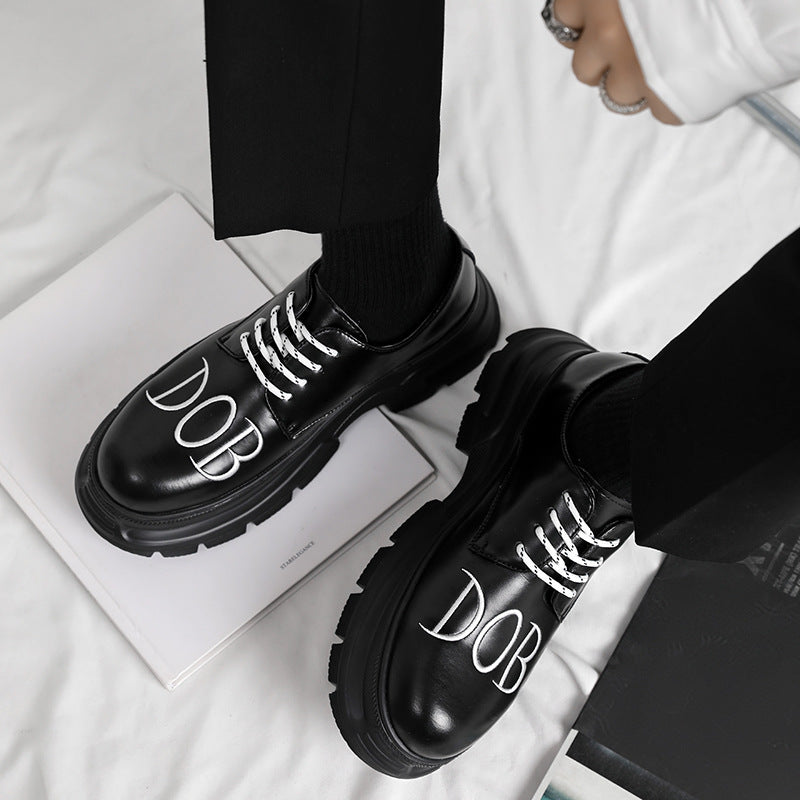 Men's Toe Black Platform Muffin Thick Sole Height Increasing Formal Casual Shoes