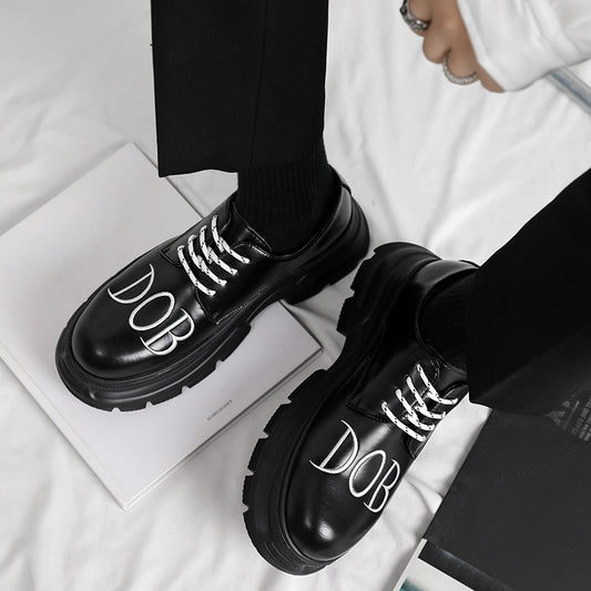 Men's Toe Black Platform Muffin Thick Sole Height Increasing Formal Casual Shoes