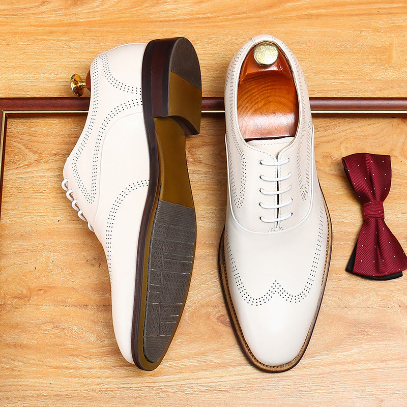 Men's Korean Formal Wear British White Fashion Men's Business Leather Shoes