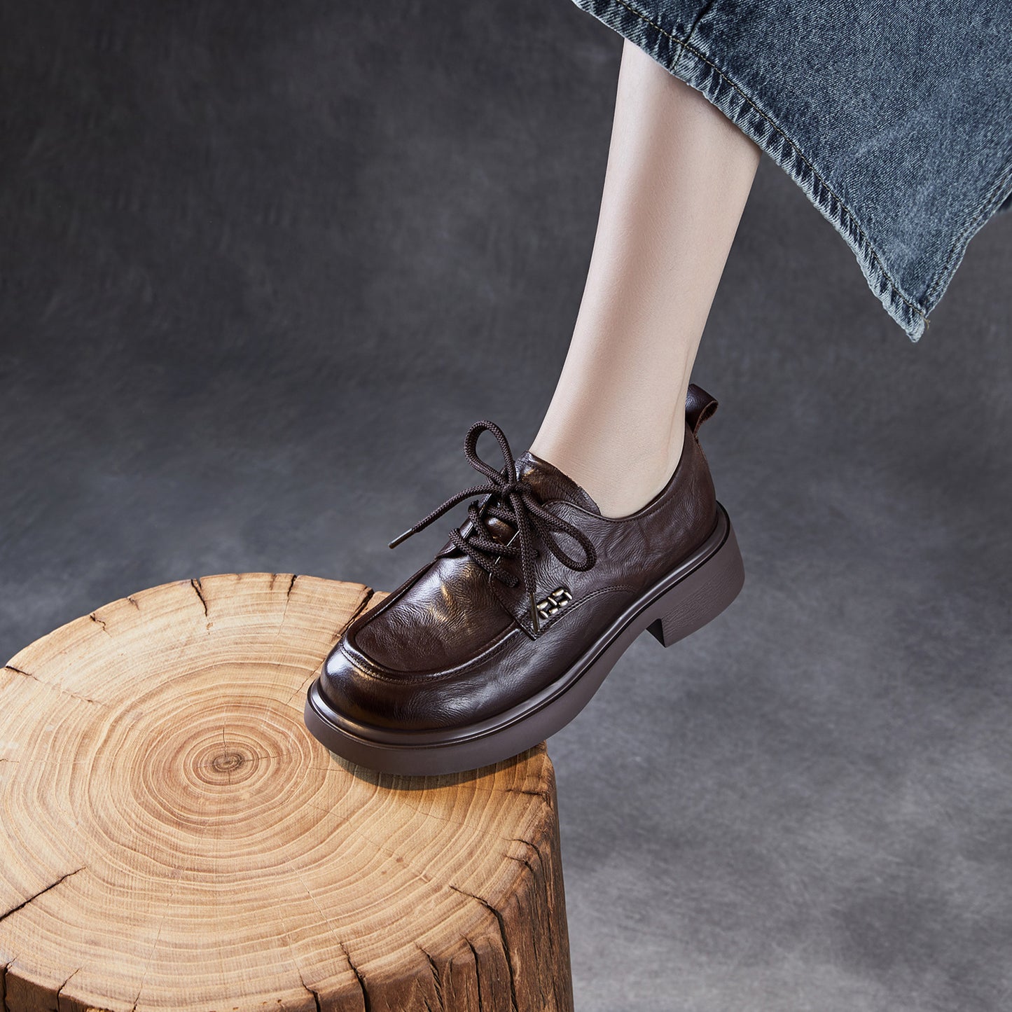 Women's Layer Cowhide Round Toe Autumn Light Women's Casual Shoes