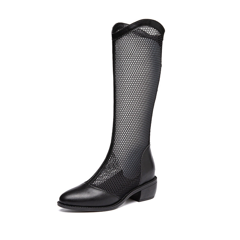 Women's Small Height Increasing Insole Genuine Mesh Women's Leather Boots