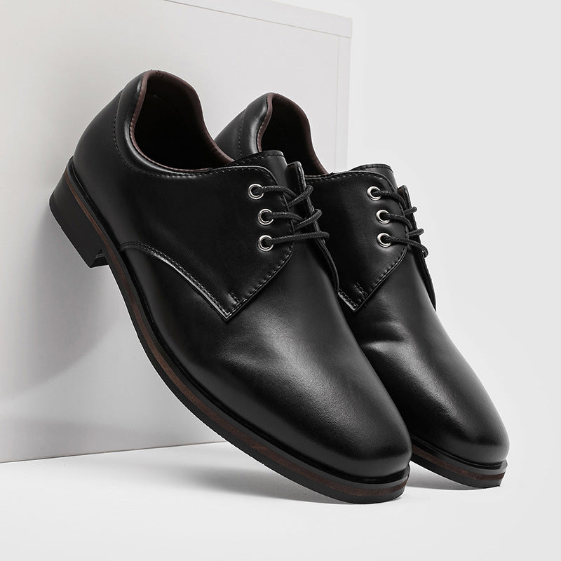Men's Increasing Insole Green Derby British Style Business Formal Men's Casual Leather Shoes