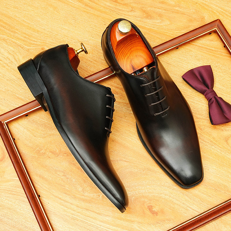Graceful Men's British Pointed Formal Oxford Men's Business Leather Shoes