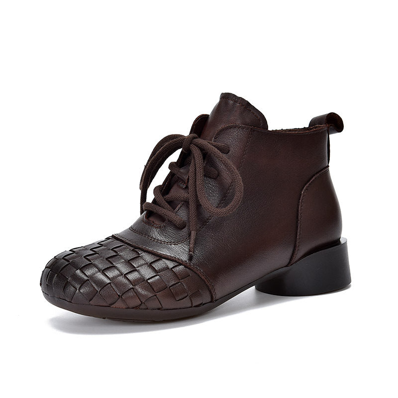 Women's Flat Mom Ankle Beef Tendon Soft Bottom Retro With First Boots