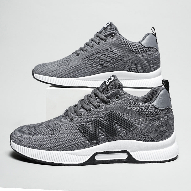 Men's Elevator Large Size Flying Woven Height Increasing Men's Sports Shoes