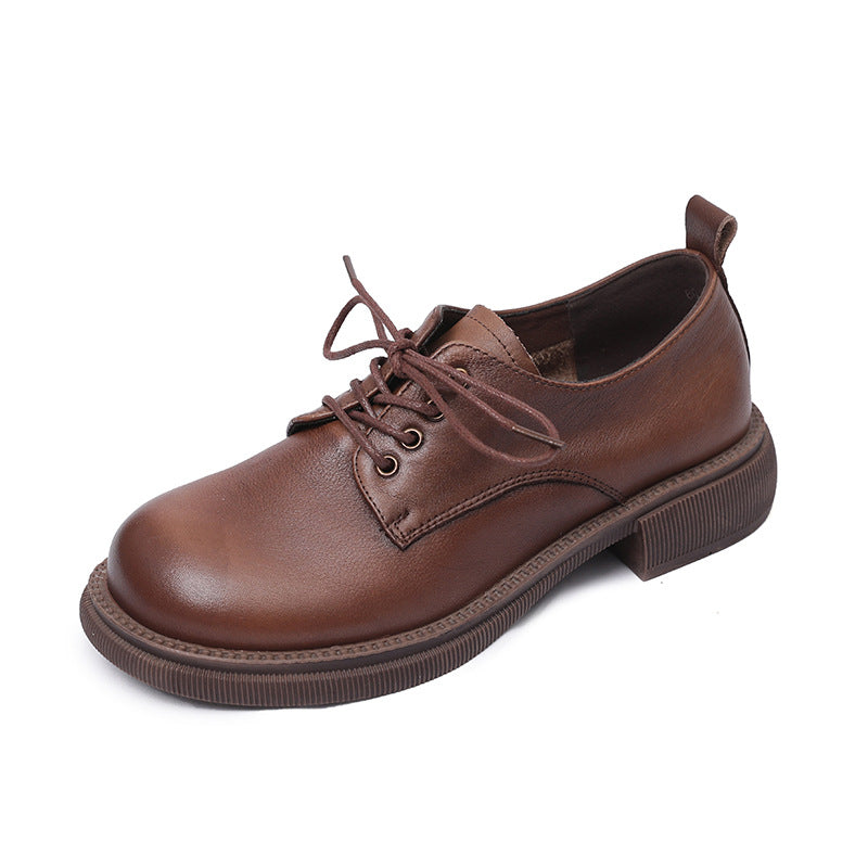 Women's Autumn Genuine England Style Round Head Low Casual Shoes