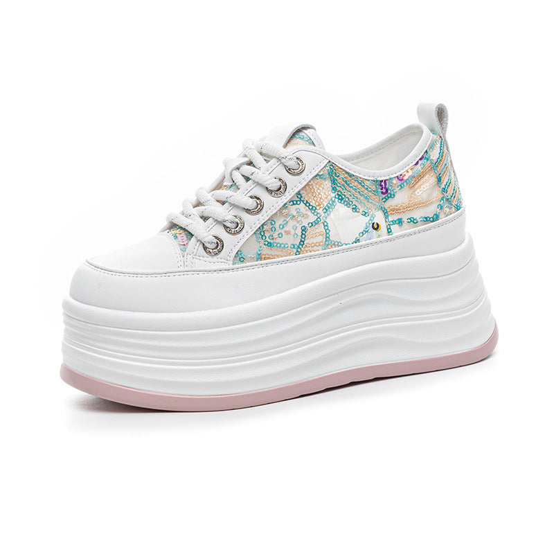 Women's Hidden White Summer Fashion Thick-soled Sequined Men's Shoes