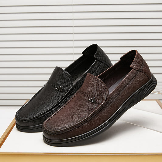 Men's Lightweight Comfortable Small Milled Cowhide Autumn Slip-on Men's Casual Shoes