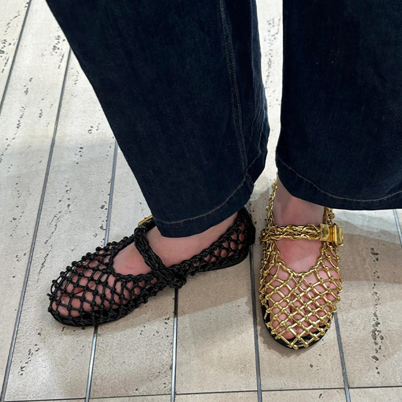 Sheepskin Version Korean Style Niche Woven Women's Fashion Shoes