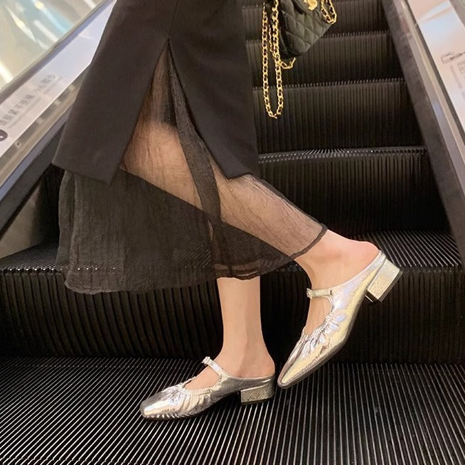 Women's Mary Jane Chunky Slip-on Sier Single-layer Women's Shoes