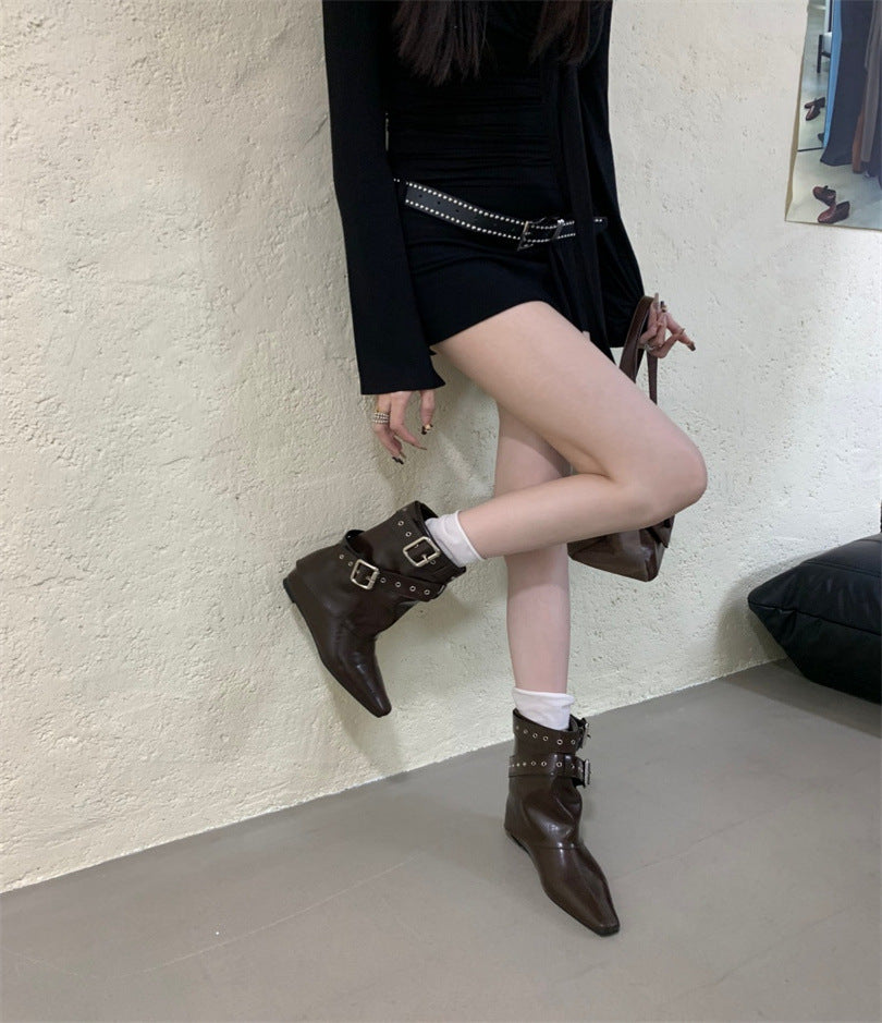 Women's Rivet Trouser Legs Increased Pointed Ankle Women's Shoes