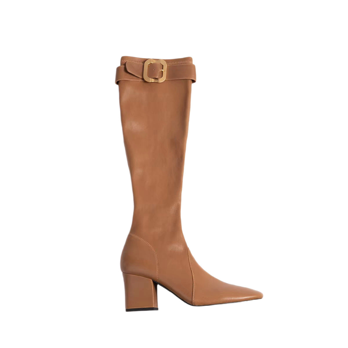 Mom Belt Buckle Thick Increased Side Women's Leather Boots