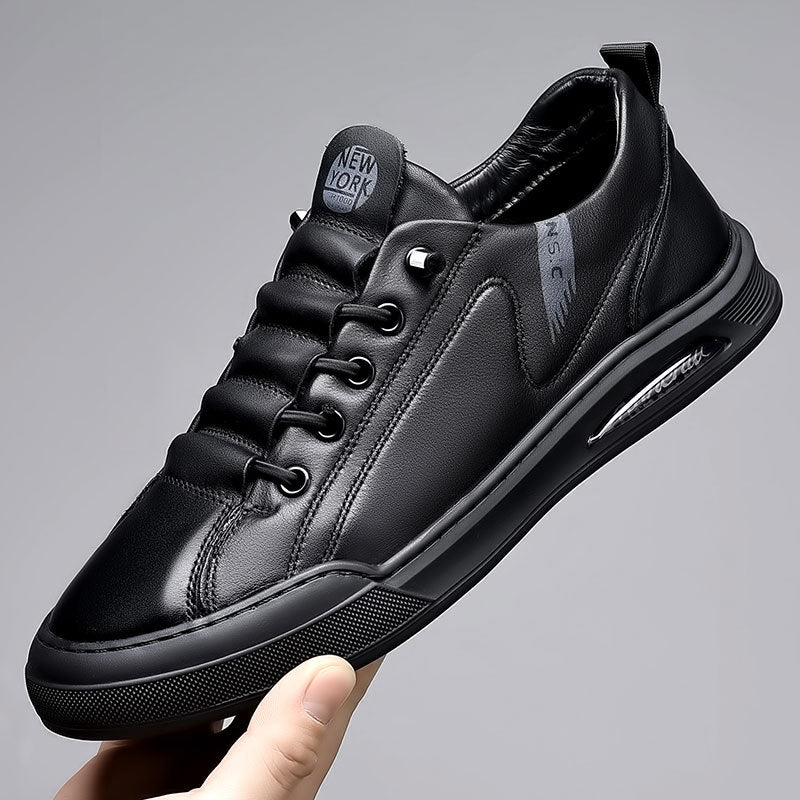 Men's Yuan Piece Top Layer Cowhide Breathable Leather Shoes