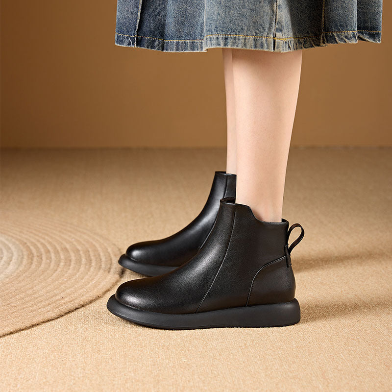 Women's Flat Martin Live Genuine Booties Women's Leather Boots