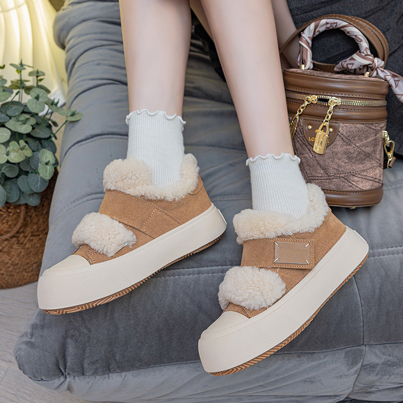 Women's With Veet Wool Outdoor Fluffy Winter Genuine Women's Shoes