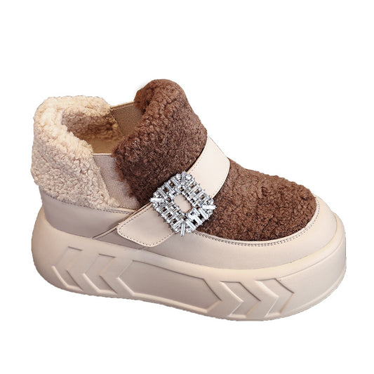 Women's Fluffy Winter Fleece Lined Padded Warm Keeping Casual Shoes