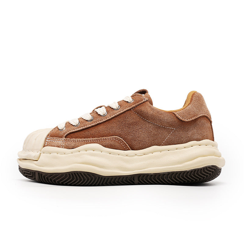 Women's & Men's Washed Worn Dissoed Niche Retro Patchwork Platform Men's Board Shoes