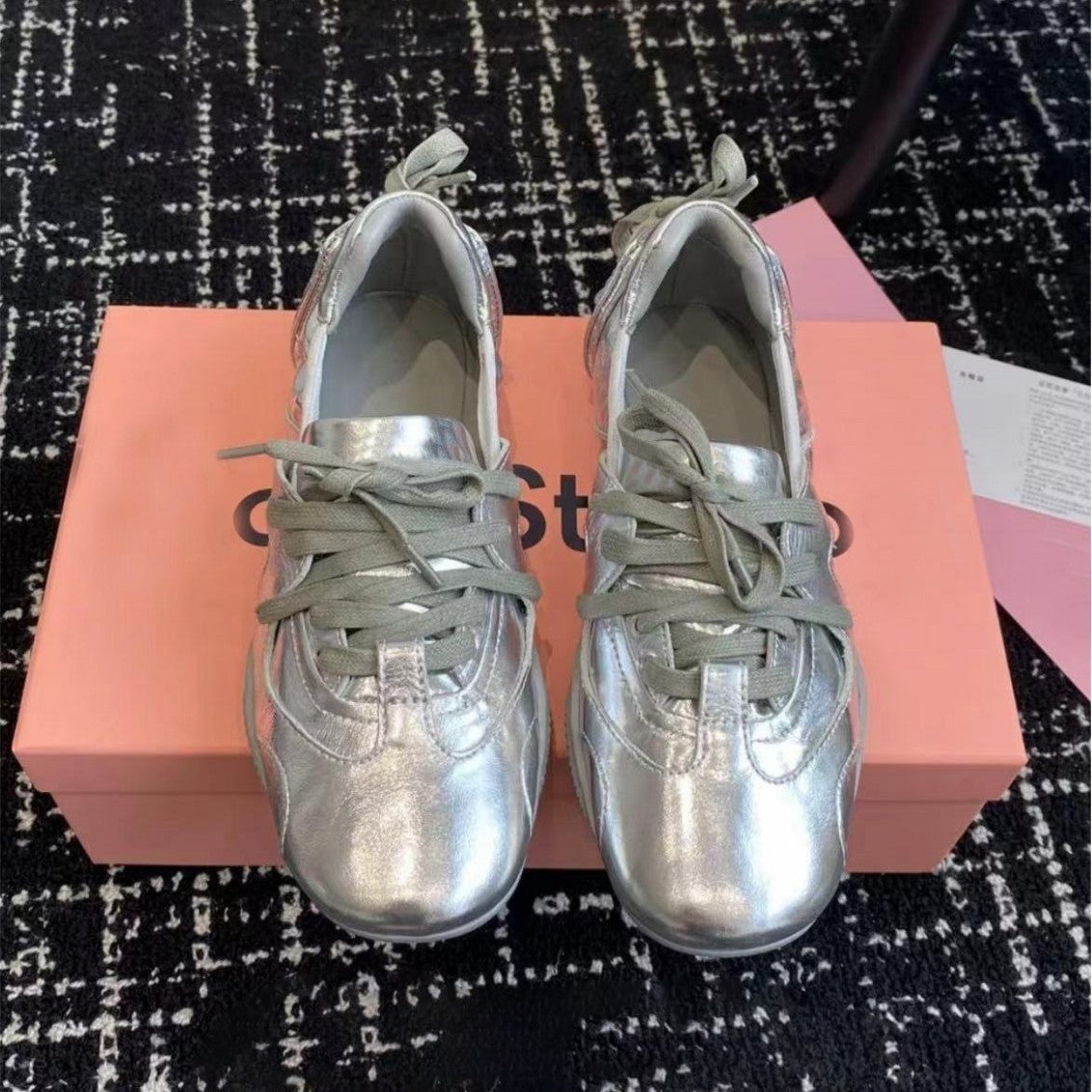 Women's Sheepskin Version Retro Denim Ballet Lace Pleated Women's Casual Shoes