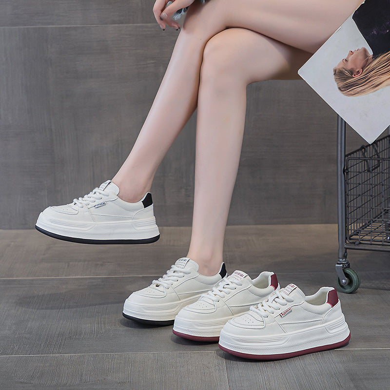 Women's Spring Genuine Platform White Female Korean Style Live Broadcast Muffin Women's Casual Shoes