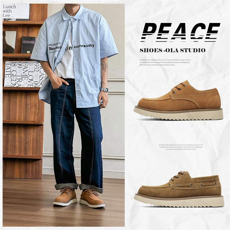 Men's Male Youth Retro British Genuine Outdoor Leather Shoes