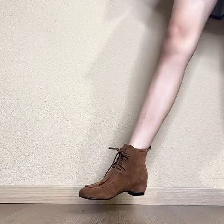Women's Niche Fashionable Martin Retro Frosted Height Increasing Boots