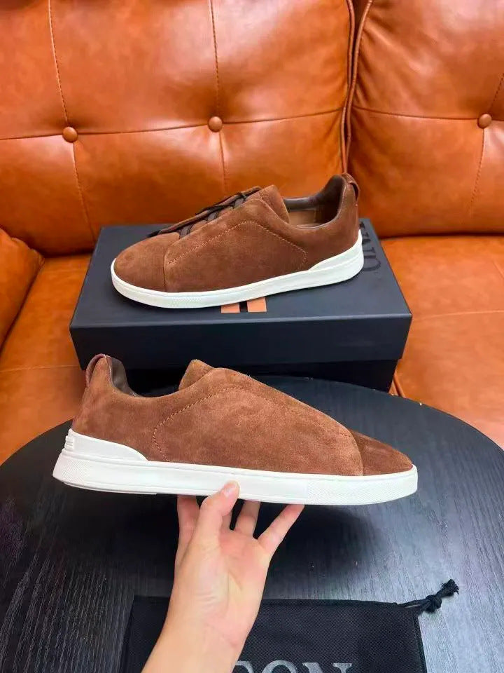 Women's & Men's Cover Flat Solid Color Suede High-cut Sneakers