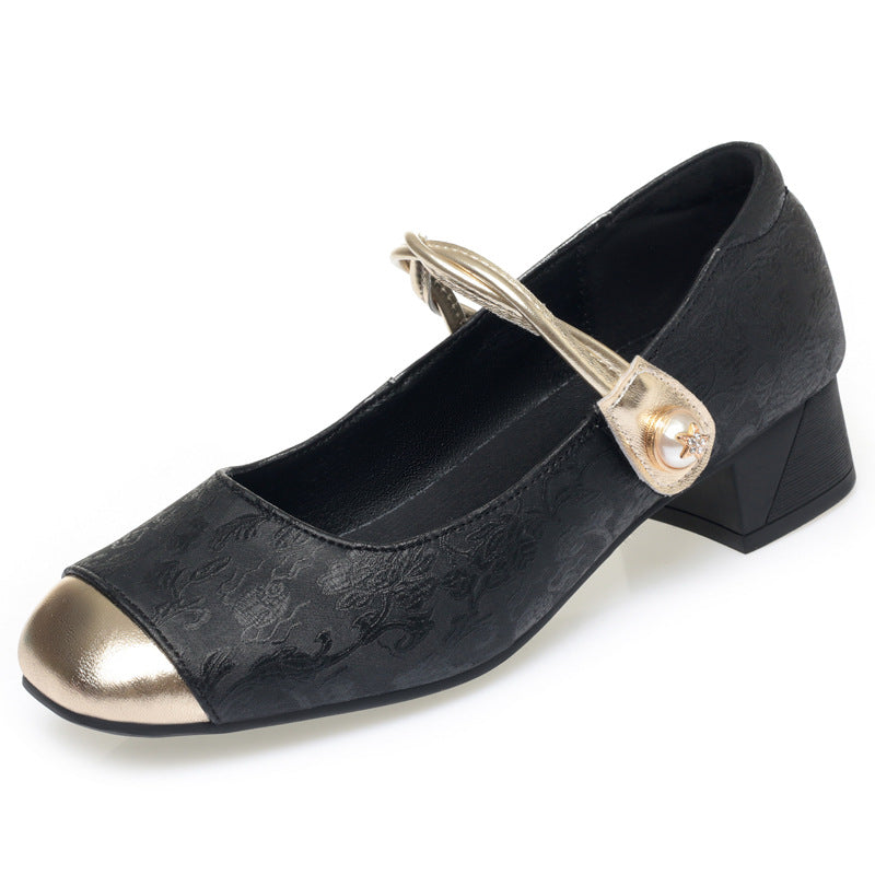 Women's Genuine Pumps Chinese Style Mary Jane Men's Shoes