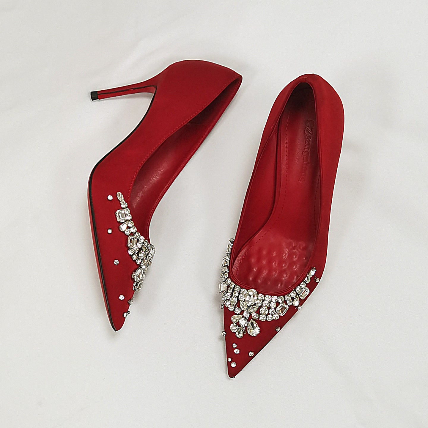 Women's Super Beautiful Bridal Red Wedding Dress Toast High Stiletto Chain Heels