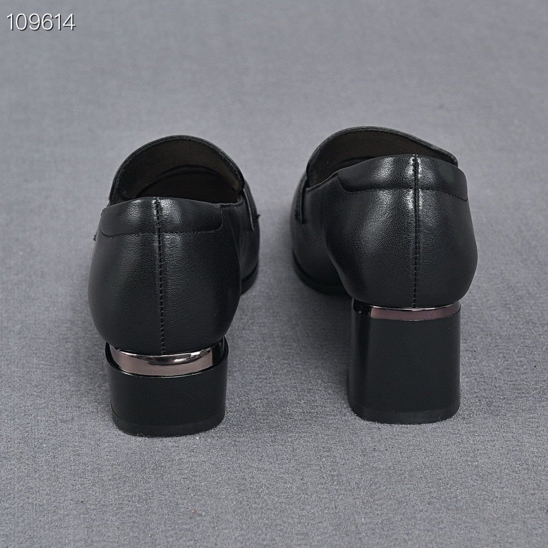Women's Square Toe Chunky Pumps Soft British Style Heels
