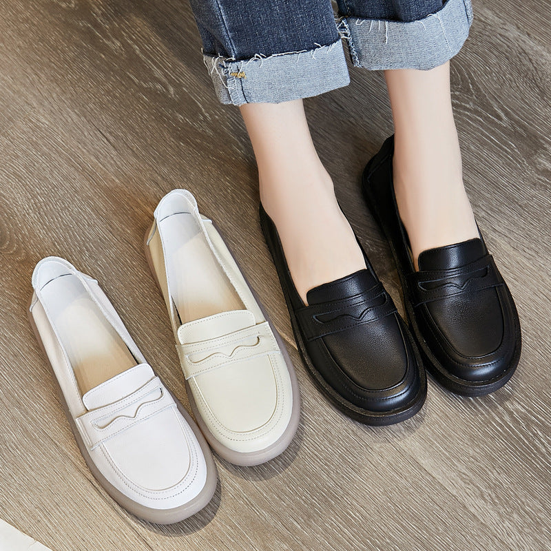 Women's & Men's Genuine White Pumps Flat Round Toe Casual Shoes