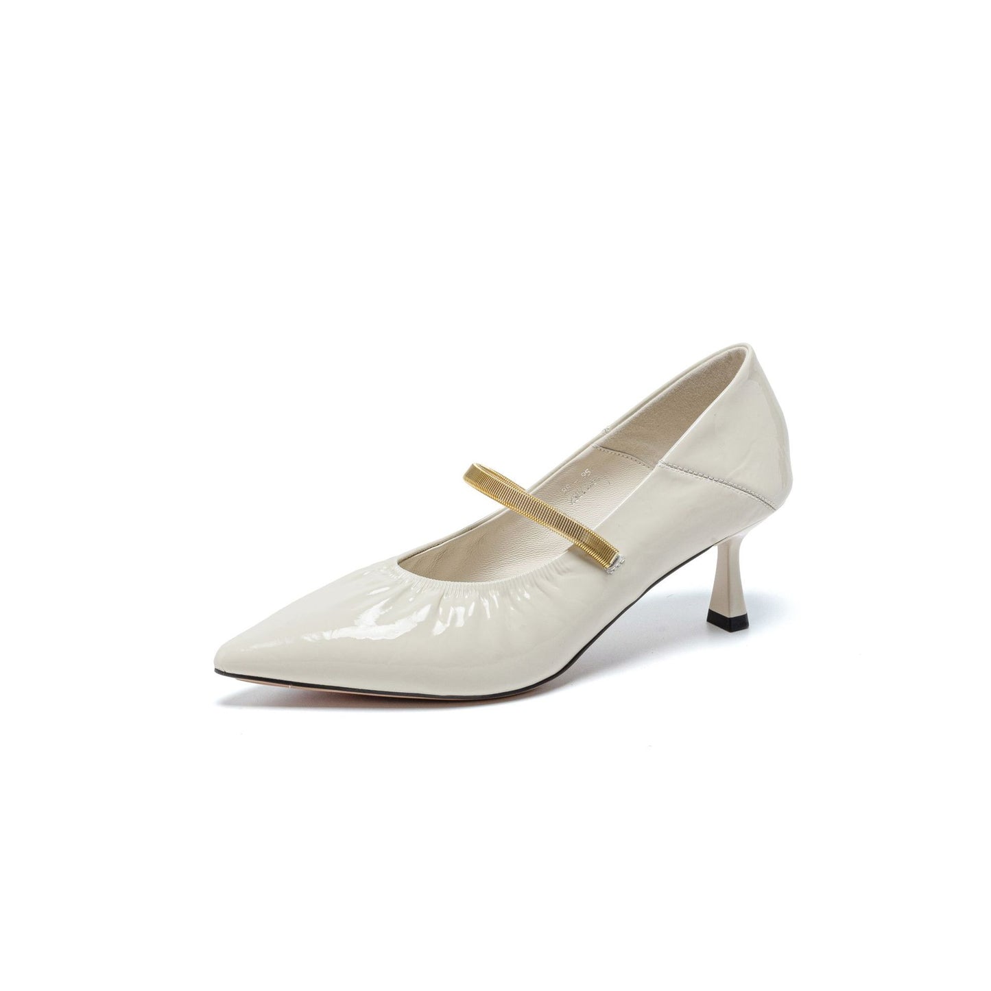 Women's First Layer Cowhide High Spring Pleated Heels