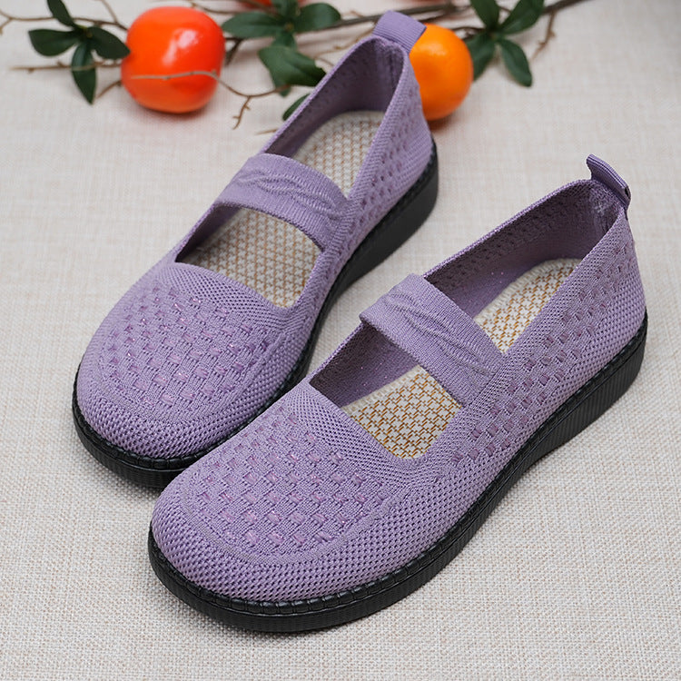 Women's Old Cloth Mesh Low-cut Mother Elastic Casual Shoes