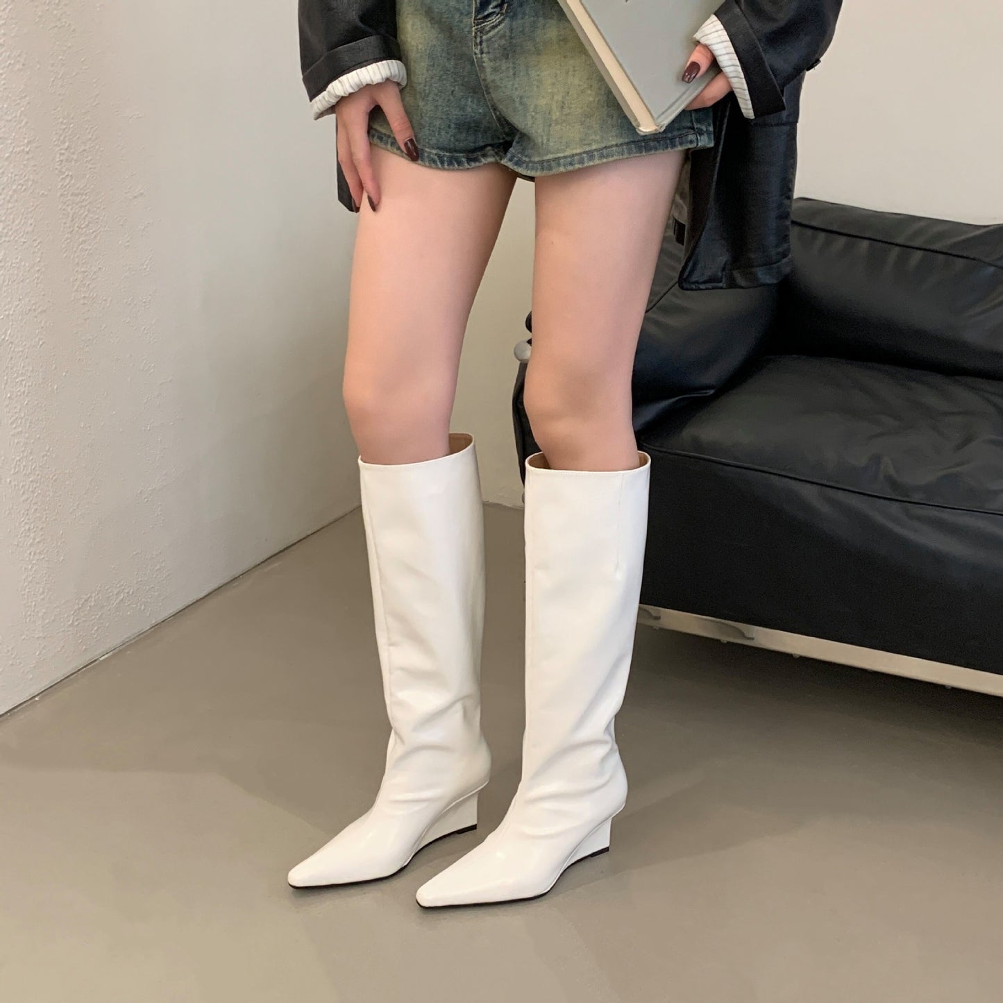 High Female Retro Chunky Hot With Skirt Heels