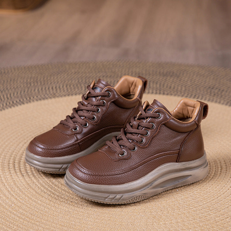 Women's German Training Spring Platform Vintage Fleece-lined Flat Lace Women's Sports Shoes