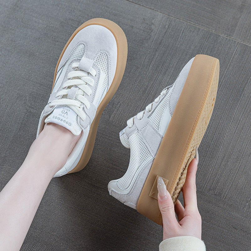 Women's German Training Thick-soled Soft Bottom White Spring Versatile Mesh Women's Board Shoes