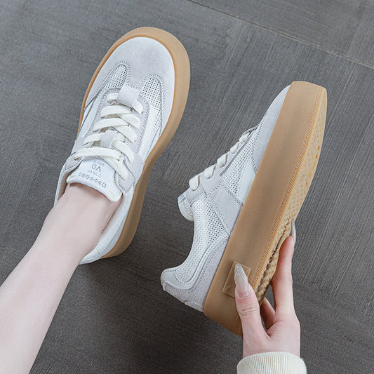 Women's German Training Thick-soled Soft Bottom White Spring Versatile Mesh Women's Board Shoes