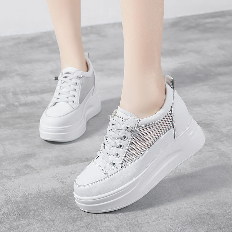 Women's White Campus Height Increasing Black Small Casual Shoes
