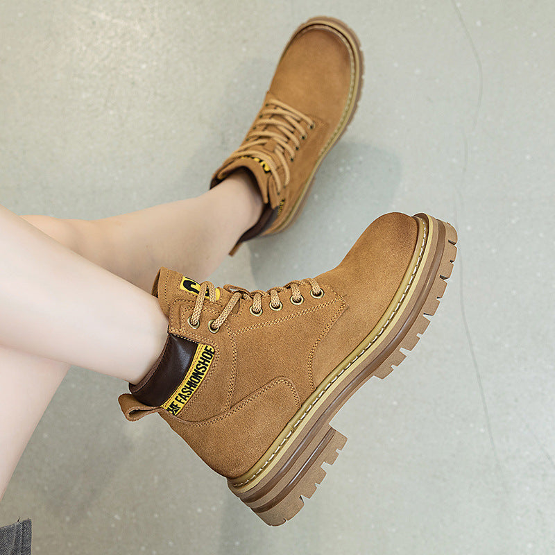 Women's Frosted Suede Martin Height Increasing Insole Boots