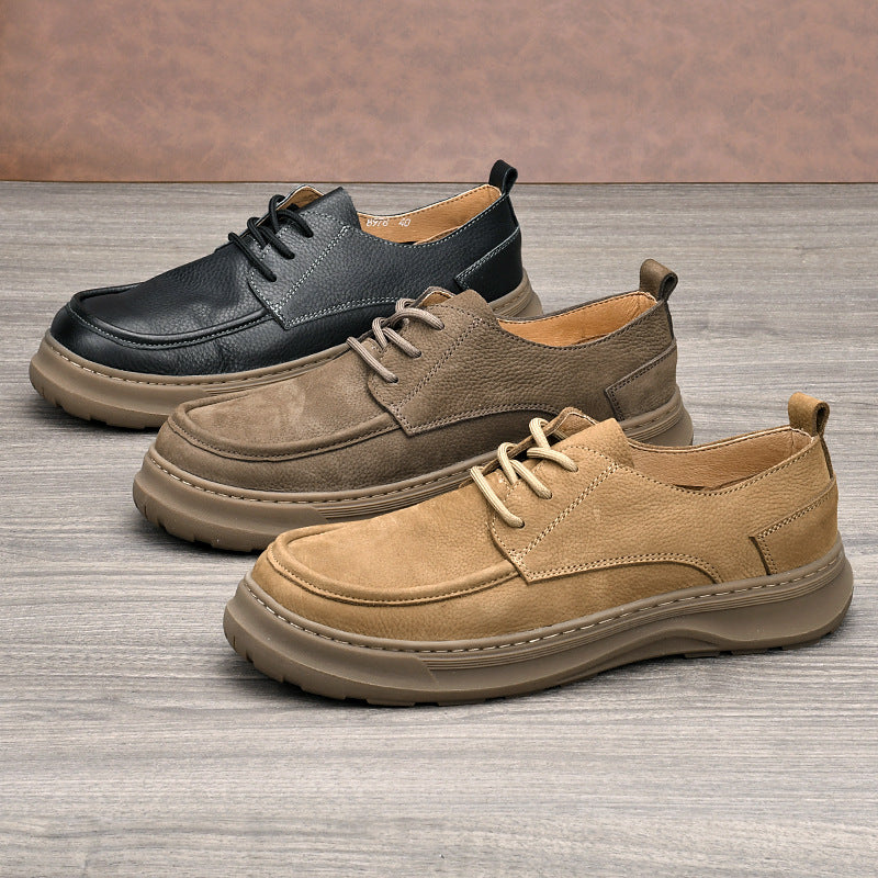 Men's First Layer Cowhide Business Platform British Trend Soft Men's Casual Leather Shoes