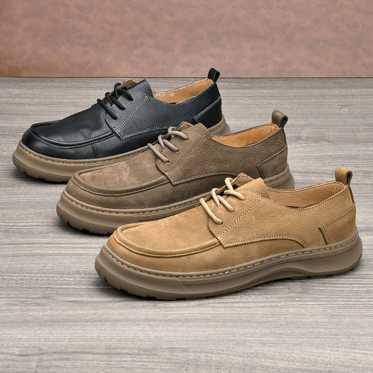 Men's First Layer Cowhide Business Platform British Trend Soft Men's Casual Leather Shoes