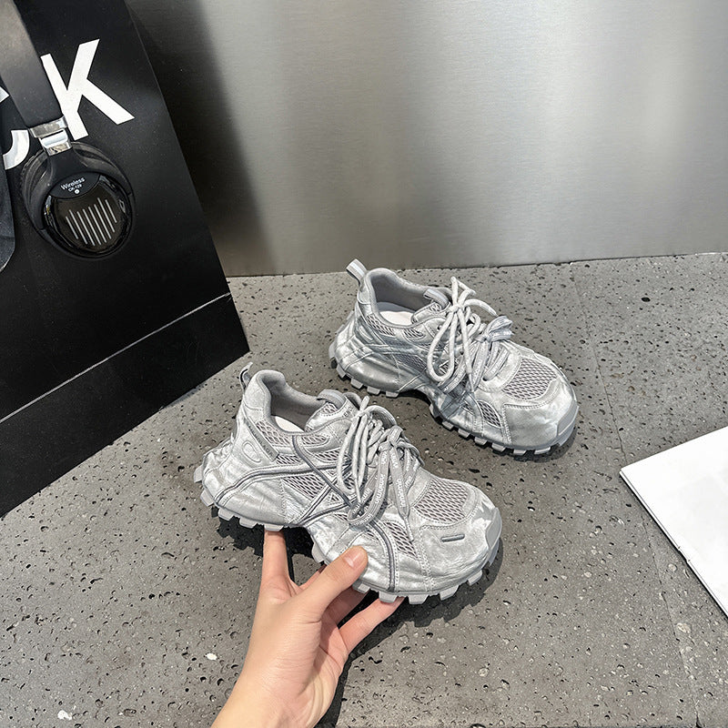 Women's Platform Dad Spring Double Shoelace Breathable Mesh Versatile Women's Sports Shoes