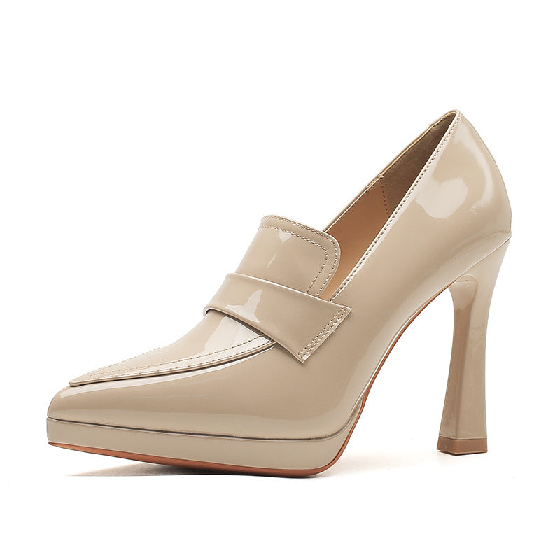 Women's Preppy Style Pointed Stiletto High Waterproof Platform Not Heels