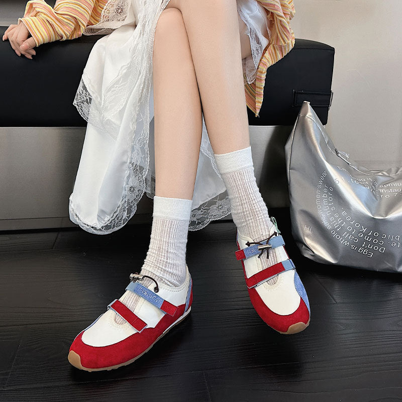Women's Velcro Mary Jane Hollow Out German Training Shallow Mouth Not Women's Sports Shoes