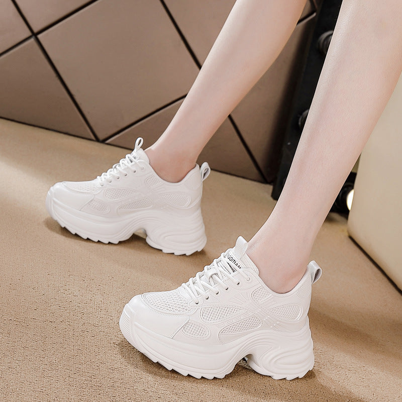 Women's Autumn Thick Bottom Height Increasing Insole Fashion Exercise Breathable Mesh Women's Shoes