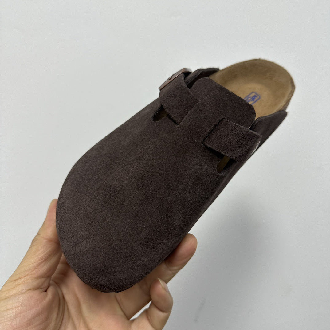 Women's & Men's Regular Pattern Couple Flat Toe Box Genuine Bo Cork Foot Slippers