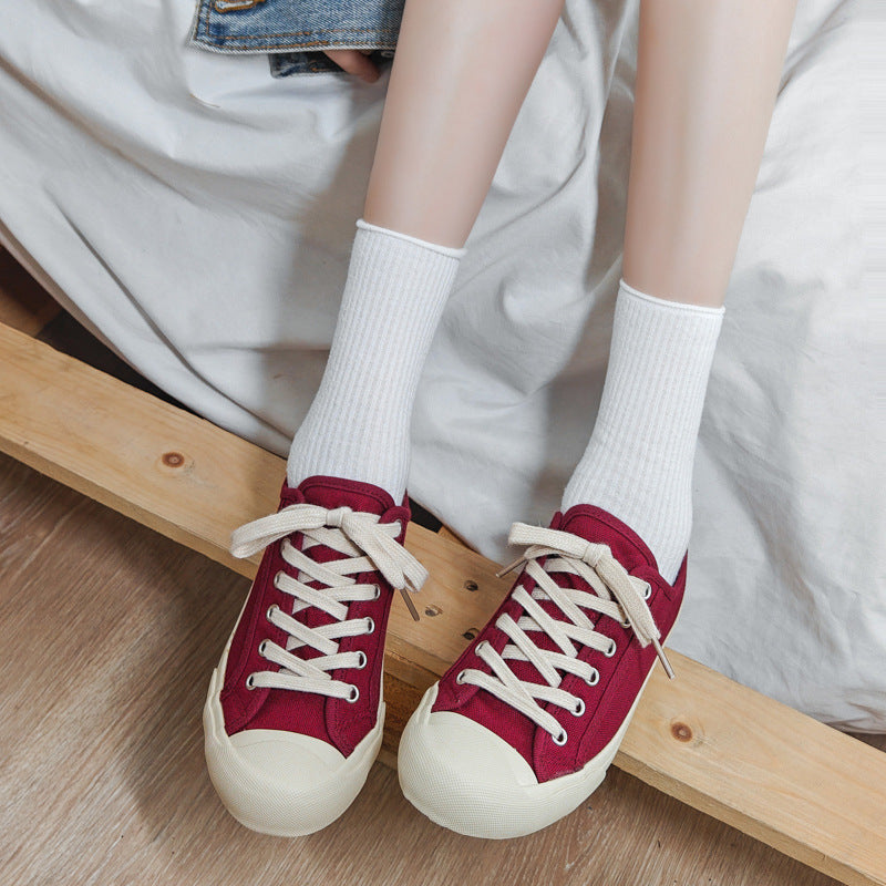 Okayama Niche Design Cream White Retro Distressed Sports For Canvas Shoes