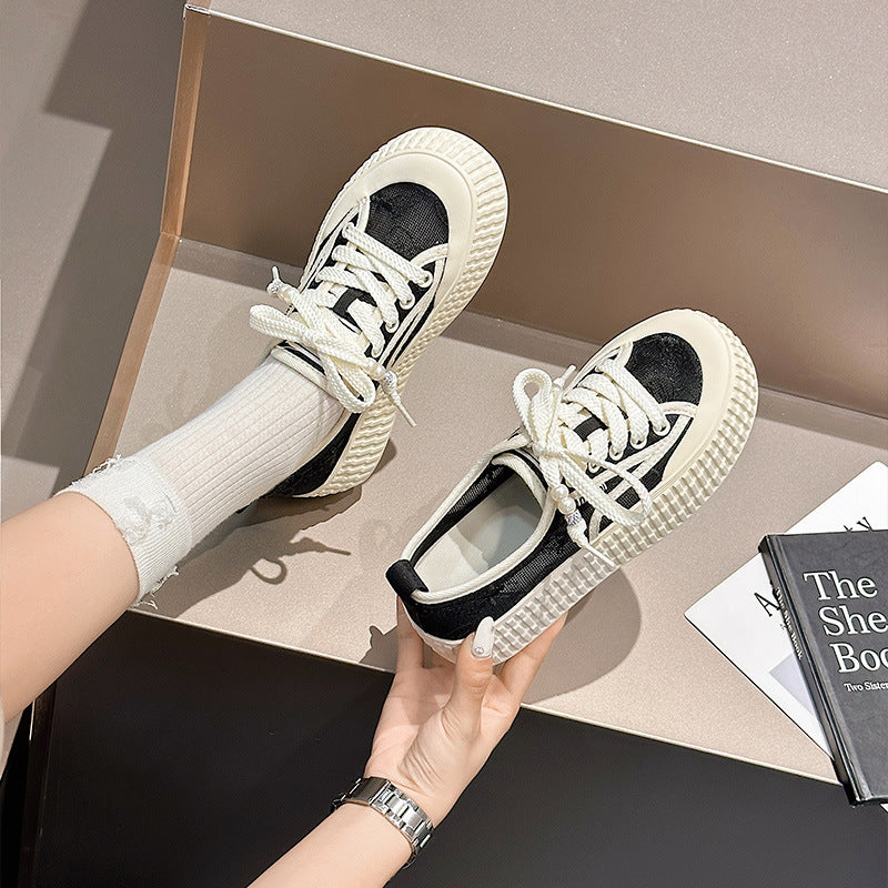 Women's Korean Lace Mesh Summer Thick-soled Height Increasing Hollow Breathable Fisherman Sneakers