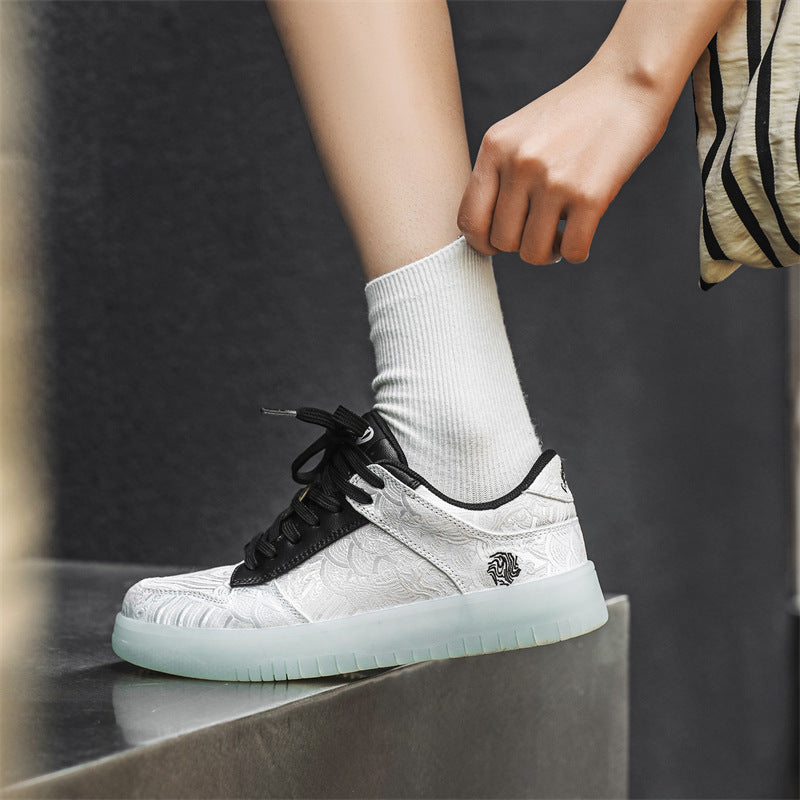 Men's Summer Style White Silk Skate Couple Sneakers